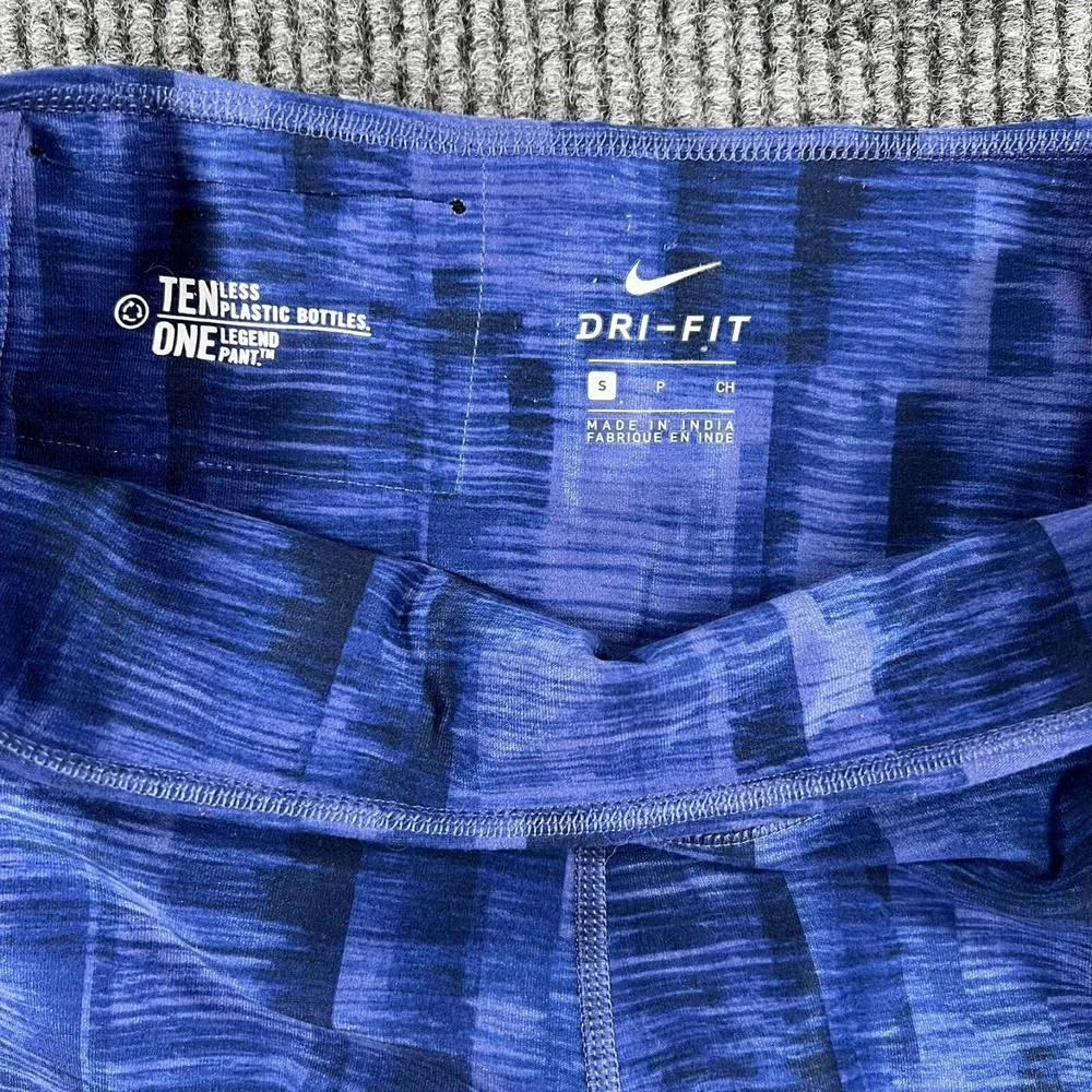Nike Leggings Womens Small Blue Activewear Workout Gym Lifting Running Dri-Fit